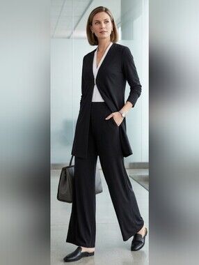 Di Marco La Coleczionne VTG Black Travel Knit Longline Cardigan S NWT